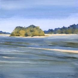 Painting La Loire à La Chapelle sur Loire by Fièvre Véronique | Painting Figurative Acrylic Landscapes, Nature