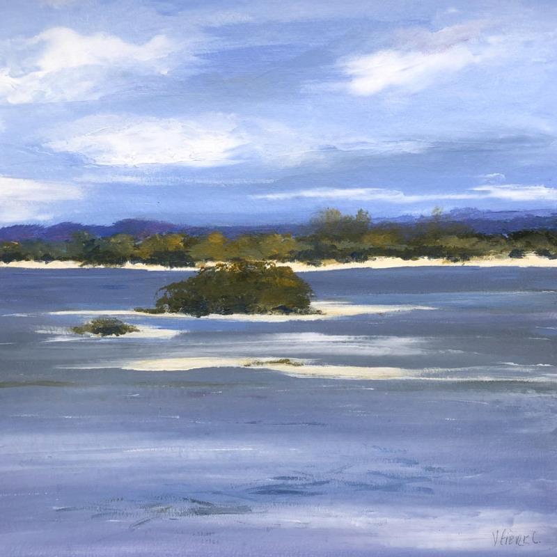 Peinture Ilôt sur la Loire par Fièvre Véronique | Tableau Figuratif Paysages Nature Acrylique