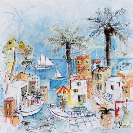 Peinture Déambulation marine  par Colombo Cécile | Tableau Art naïf Acrylique, Aquarelle, Collage, Encre, Pastel Nature, Paysages, Scènes de vie