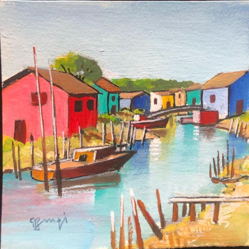 Peinture AP31 LES CABANES D'OLERON par Burgi Roger | Tableau Figuratif Paysages Marine Nature Acrylique