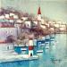 Painting AQ172 PETIT PORT DE SICILE by Burgi Roger | Painting Figurative Landscapes Urban Marine Acrylic