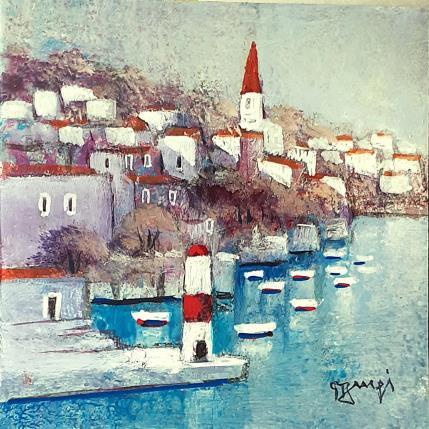 Painting AQ172 PETIT PORT DE SICILE by Burgi Roger | Painting Figurative Acrylic Landscapes, Marine, Urban