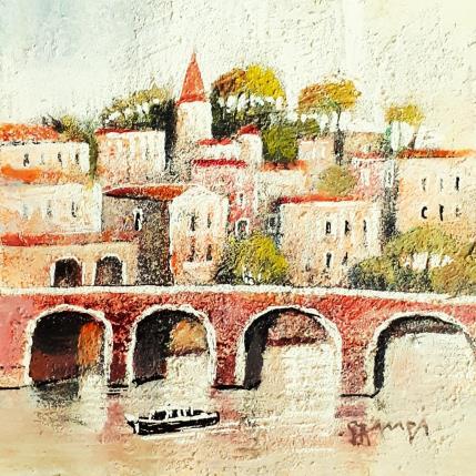 Painting AR29 LE BATEAU NOIR  by Burgi Roger | Painting Figurative Acrylic Landscapes, Marine, Urban