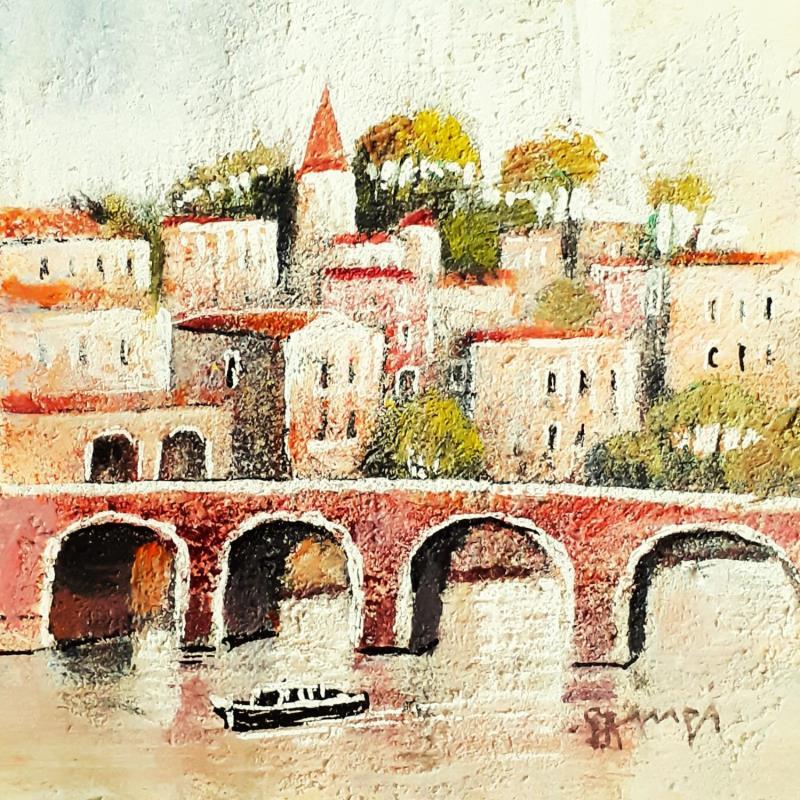 Painting AR29 LE BATEAU NOIR  by Burgi Roger | Painting Figurative Landscapes Urban Marine Acrylic