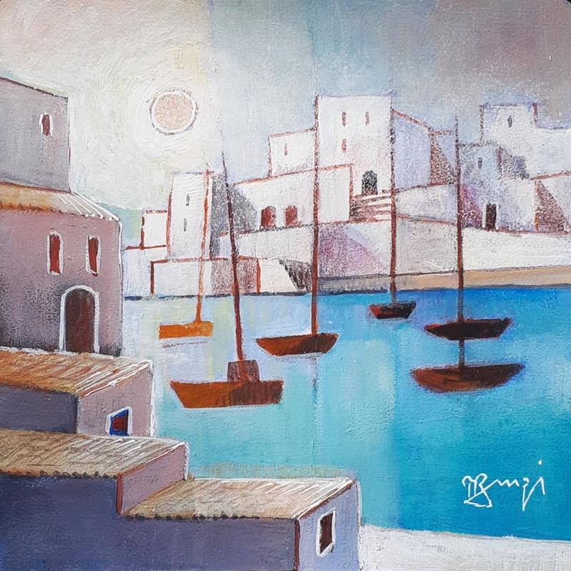 Painting AQ119 PETIT PORT ESPAGNOL by Burgi Roger | Painting Figurative Landscapes Urban Marine Acrylic