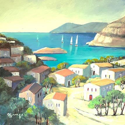 Painting AR61 VILLAGE CORSE by Burgi Roger | Painting Figurative Acrylic Landscapes, Marine, Nature, Pop icons