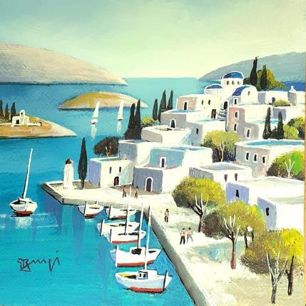 Painting AR60 VILLAGE GREC DU PELOPONNESE by Burgi Roger | Painting Figurative Acrylic Landscapes, Marine, Pop icons, Urban