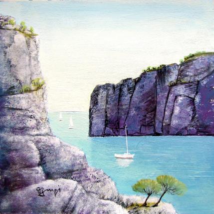 Painting AM80 CALANQUE DE MARSEILLE by Burgi Roger | Painting Figurative Acrylic Landscapes, Marine, Nature