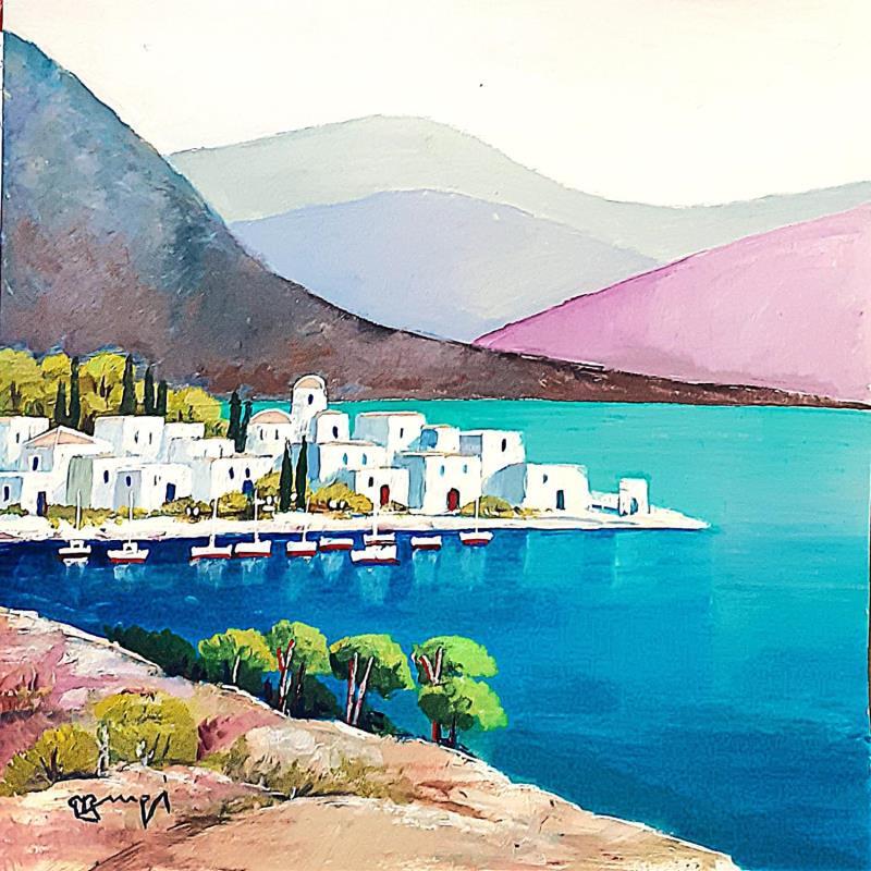 Peinture AR50 MYTIKAS EN GRECE par Burgi Roger | Tableau Figuratif Paysages Marine Nature Acrylique