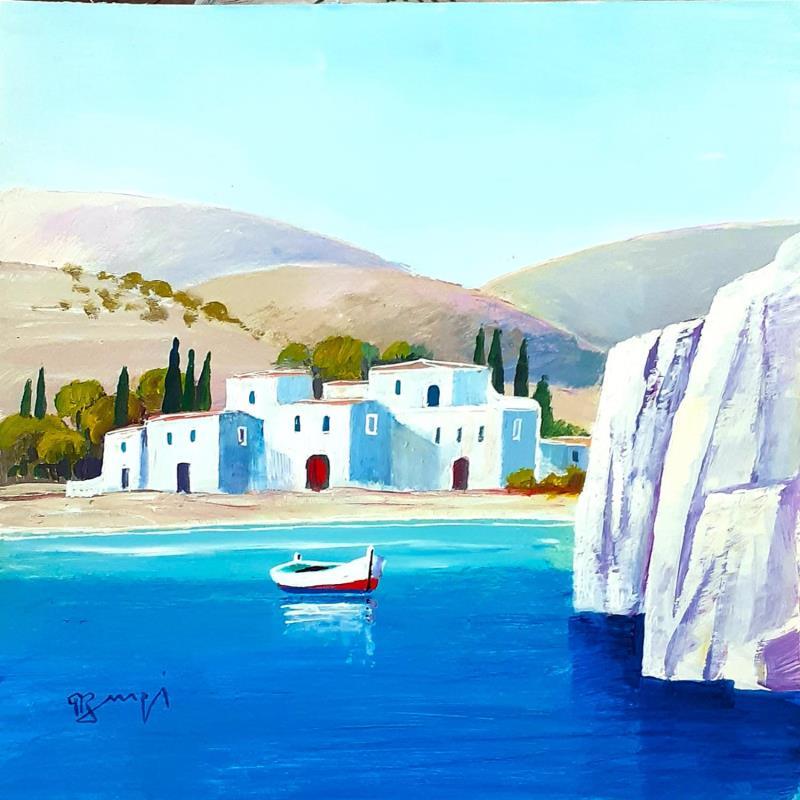 Painting AR51 LE BATEAU DE CHRISTOPHE by Burgi Roger | Painting Figurative Landscapes Marine Nature Acrylic