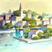 Painting AR57 L'ENTREE DU PORT (SARDAIGNE) by Burgi Roger | Painting Figurative Landscapes Urban Marine Acrylic