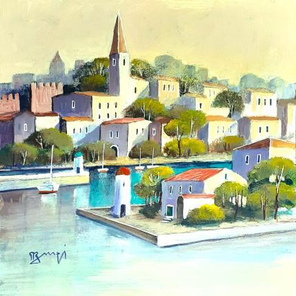 Painting AR57 L'ENTREE DU PORT (SARDAIGNE) by Burgi Roger | Painting Figurative Acrylic Landscapes, Marine, Urban