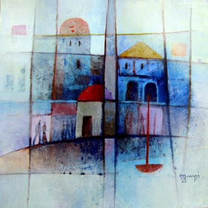 Painting AO22  PROMENADE DU SOIR by Burgi Roger | Painting Figurative Acrylic Life style, Marine, Urban