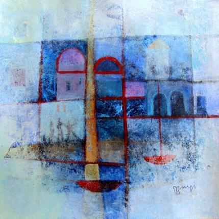 Painting AO29 JEUX  D'EAU by Burgi Roger | Painting Figurative Acrylic Landscapes, Marine, Urban