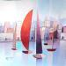 Painting AR56 LA VOILE ROUGE by Burgi Roger | Painting Figurative Landscapes Urban Marine Acrylic