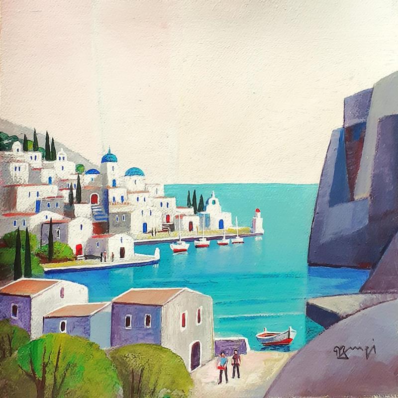Painting AR53  ÎLE DE SPETSES (GRECE) by Burgi Roger | Painting Figurative Landscapes Marine Life style Acrylic