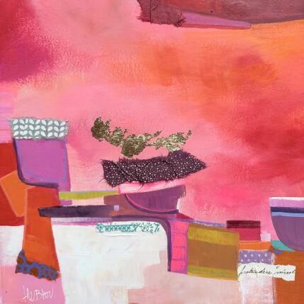 Peinture Les marches du fleuve par Lau Blou | Tableau Abstrait Acrylique, Collage, Feuille d'or, Pastel Paysages