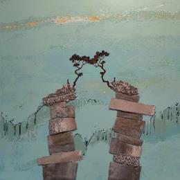 Peinture Re-tenir par Lemonnier  | Tableau Matiérisme Acrylique, Zinc Paysages