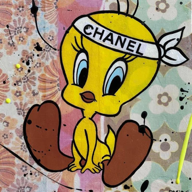 Gemälde F2  Titi seventies von Marie G.  | Gemälde Pop-Art Pop-Ikonen Holz Acryl Collage