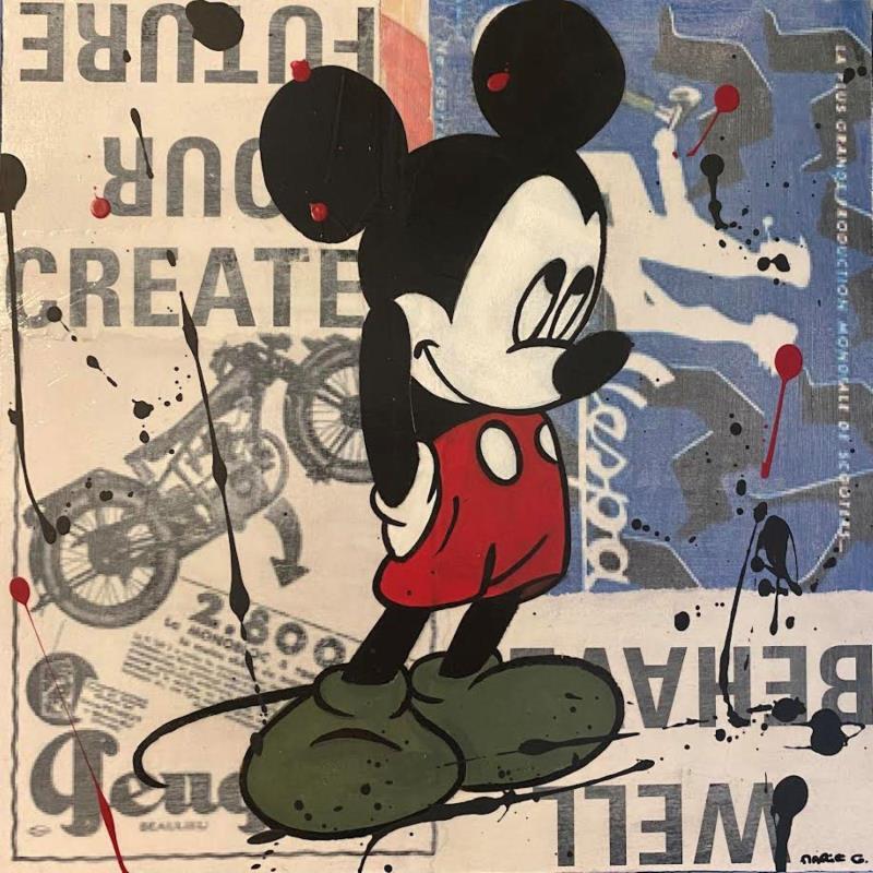 Pintura F3  Mickey timide por Marie G.  | Pintura Pop art Iconos pop Madera Acrílico Collage