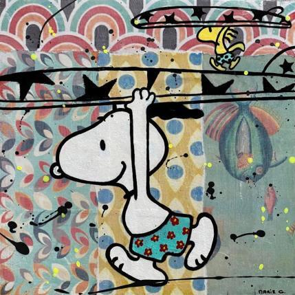 Peinture F3  surfer ensemble par Marie G.  | Tableau Pop-art Acrylique, Bois, Collage Icones Pop