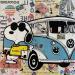 Painting F4  l'aventure en van by Marie G.  | Painting Pop-art Pop icons Wood Acrylic Gluing
