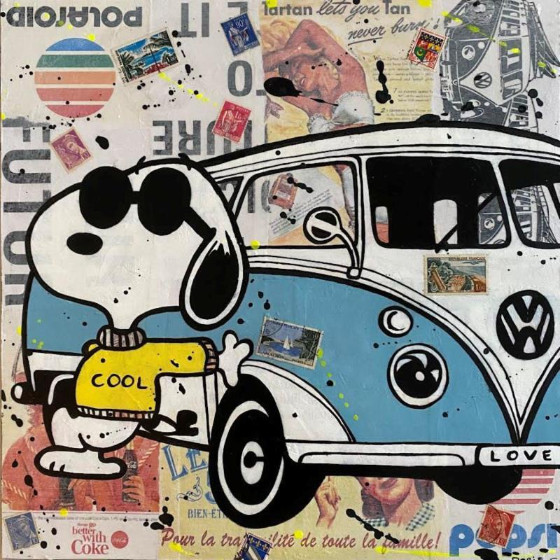 Painting F4  l'aventure en van by Marie G.  | Painting Pop-art Pop icons Wood Acrylic Gluing