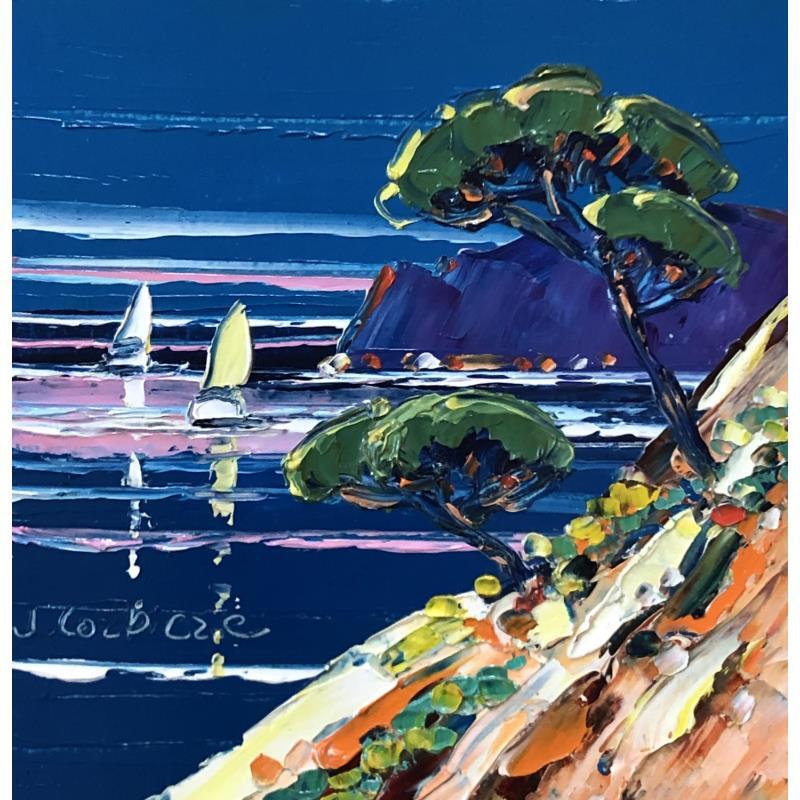 Pintura Un soir dans les Calanques por Corbière Liisa | Pintura Figurativo Paisajes Aceite