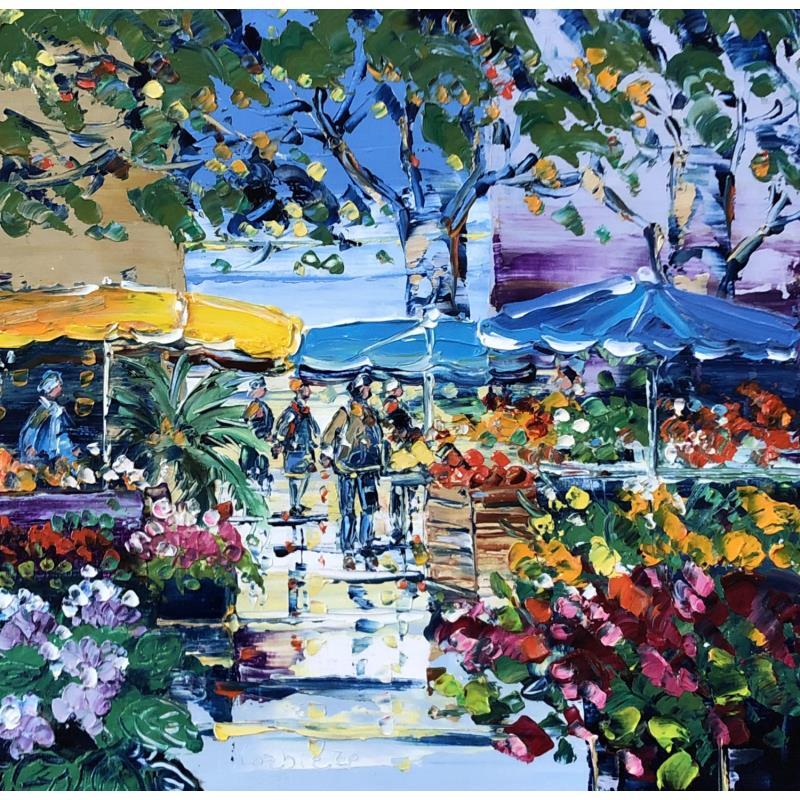Painting Marché paysan à Aix by Corbière Liisa | Painting Figurative Landscapes Oil
