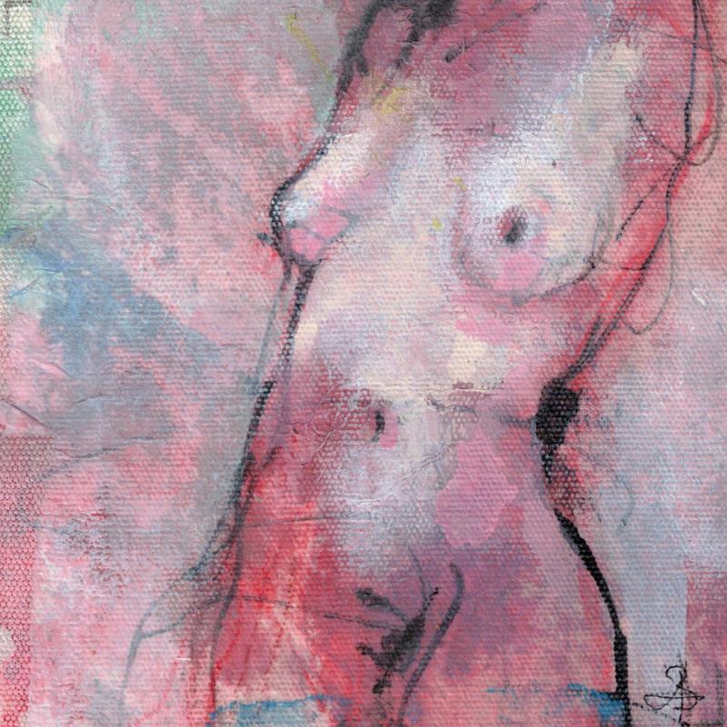 Painting L'éveil des courbes by Bergues Laurent | Painting Figurative Nude Watercolor Acrylic Ink Charcoal Paper