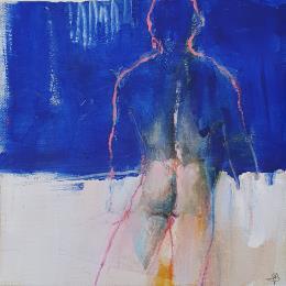 Peinture Silhouette en clair-obscur par Bergues Laurent | Tableau Figuratif Acrylique, Aquarelle, Encre, Fusain, Papier Nu