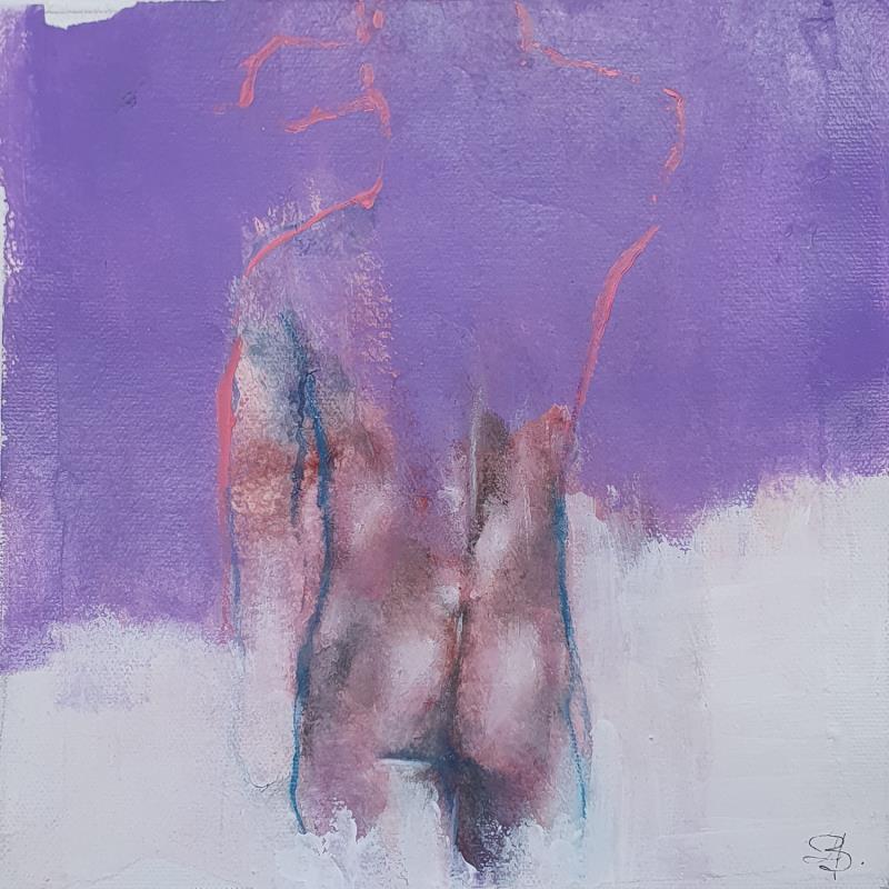 Gemälde Silhouette Violette von Bergues Laurent | Gemälde Figurativ Akt Aquarell Acryl Tinte Zeichenkohle Papier