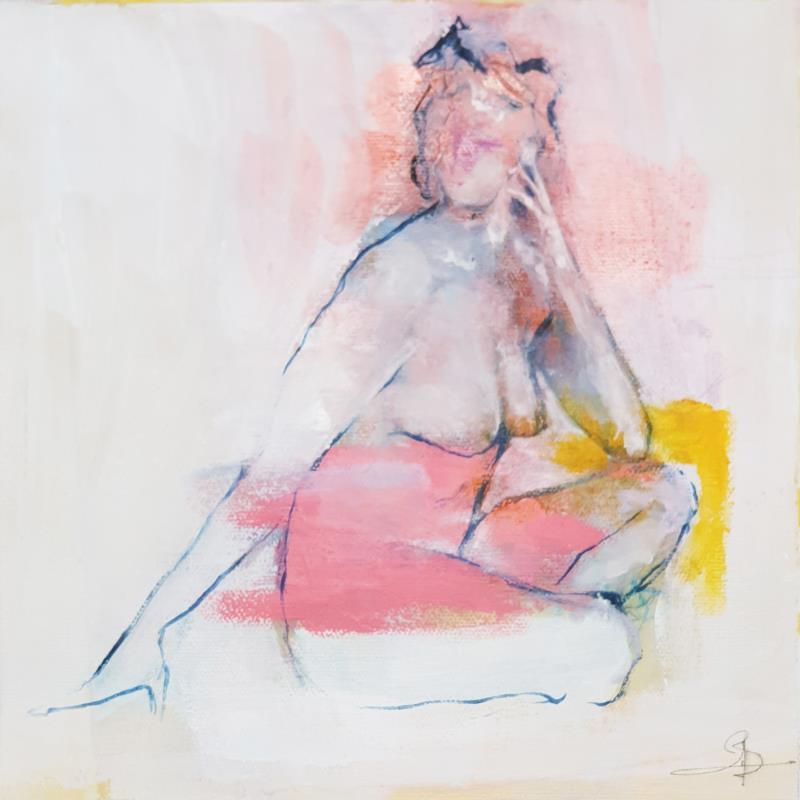 Gemälde L'Attente évanescente von Bergues Laurent | Gemälde Figurativ Akt Aquarell Acryl Tinte Papier