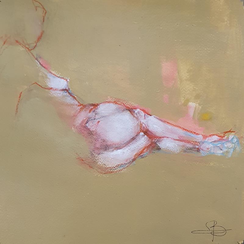 Painting Légèreté suspendue by Bergues Laurent | Painting Figurative Nude Watercolor Acrylic Paper