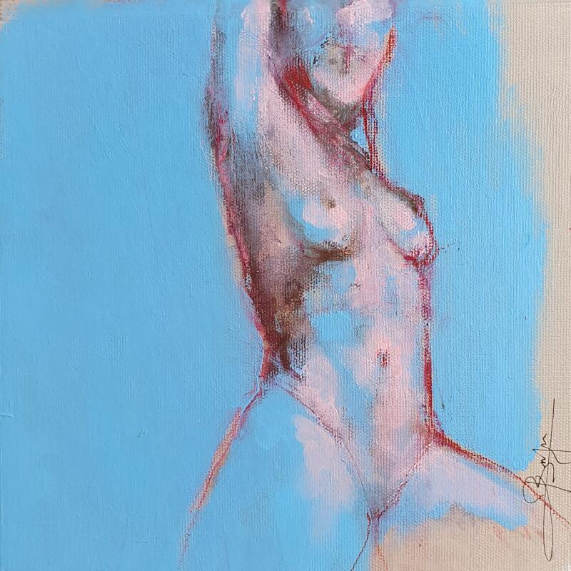 Pintura Lignes de Sérénité por Bergues Laurent | Pintura Figurativo Desnudo Acuarela Acrílico Ink