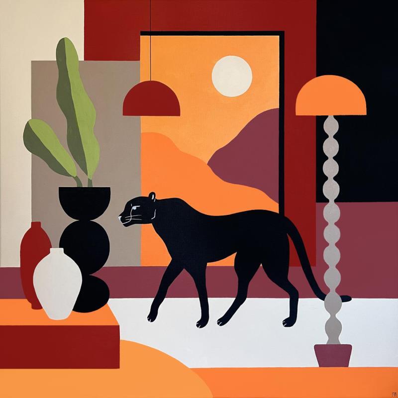 Gemälde Passing Through von Birsak Mariah | Gemälde Figurativ Urban Tiere Architektur Acryl