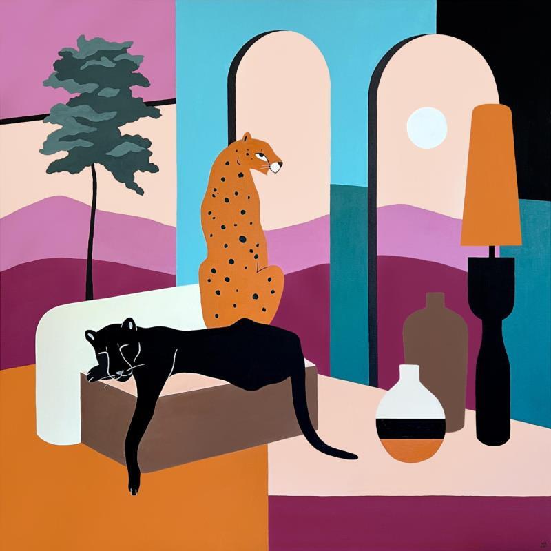 Painting Dream Shift by Birsak Mariah | Painting Figurative Urban Animals Architecture Acrylic