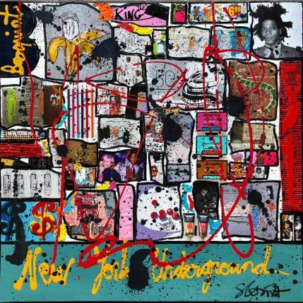 Peinture B Comme Basquiat par Costa Sophie | Tableau Pop-art Acrylique, Collage, Upcycling Icones Pop