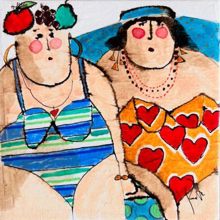 Painting Margot Carole by Colombo Cécile | Painting Naive art Acrylic, Gluing, Ink, Pastel, Watercolor Life style, Portrait