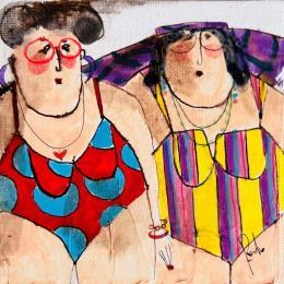 Peinture Martine Hélène par Colombo Cécile | Tableau Art naïf Acrylique, Aquarelle, Collage, Encre, Pastel Portraits, Scènes de vie