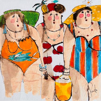 Peinture Josette marguerite Zoé par Colombo Cécile | Tableau Art naïf Acrylique, Aquarelle, Collage, Encre, Pastel Portraits, Scènes de vie