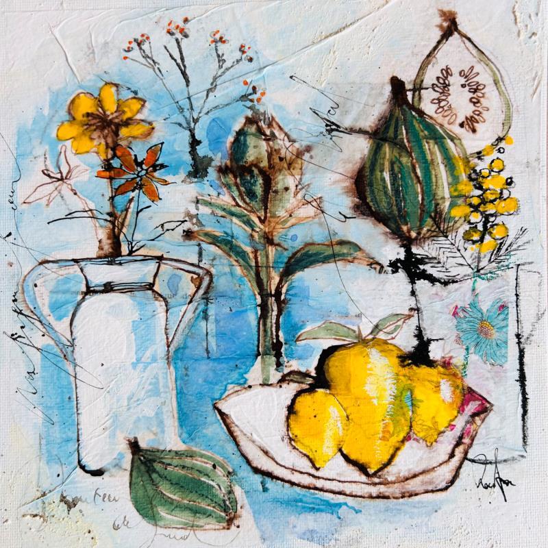 Peinture Saveurs d' été par Colombo Cécile | Tableau Art naïf Scènes de vie Natures mortes Aquarelle Acrylique Collage Encre Pastel