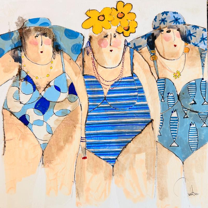 Pintura Marthe Yvonne Antoinette por Colombo Cécile | Pintura Arte naïf Retrato Acuarela Acrílico Collage Ink Pastel