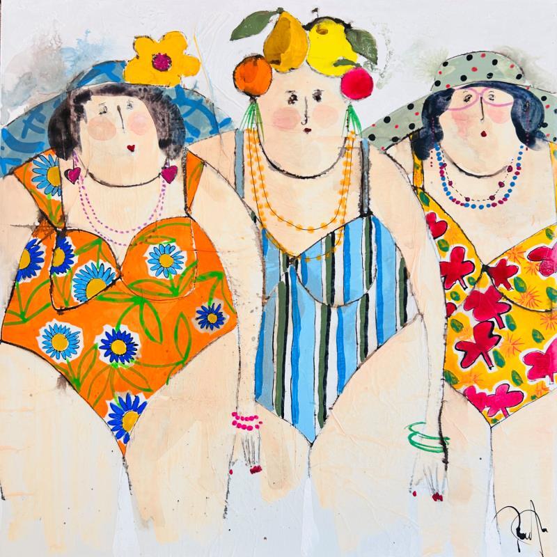 Gemälde Sidonie Claire Marie von Colombo Cécile | Gemälde Naive Kunst Porträt Alltagsszenen Aquarell Acryl Collage Tinte Pastell