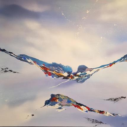 Peinture 891 Bleue par Naen | Tableau Abstrait Acrylique, Encre