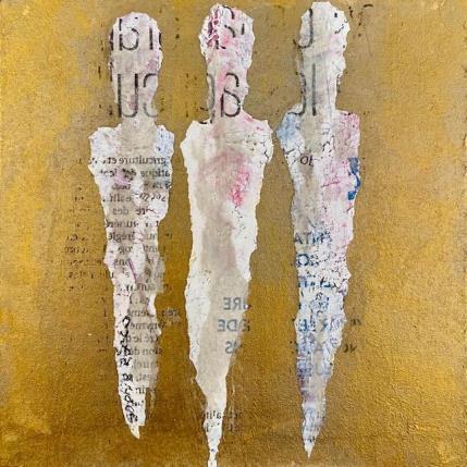 Peinture Complicité par Rocco Sophie | Tableau Art Singulier Acrylique, Collage, Sable Minimaliste