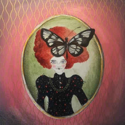 Painting Quando si posò quella farfalla, ma era nera by Nai | Painting Surrealism Acrylic, Gluing Animals, Nature, Pop icons, Portrait