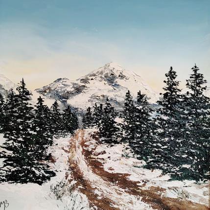 Peinture Sentier enneigé par Blandin Magali | Tableau Figuratif Huile Paysages