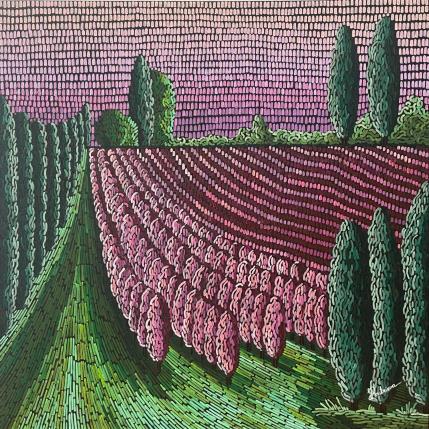 Painting Pink vineyards  by Dmitrieva Daria | Painting Impressionism Acrylic Landscapes, Nature