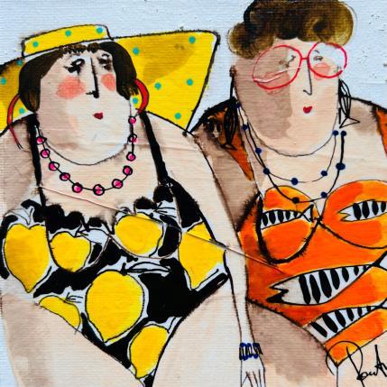 Peinture Berthe Joelle par Colombo Cécile | Tableau Art naïf Acrylique, Aquarelle, Collage, Encre, Pastel Portraits